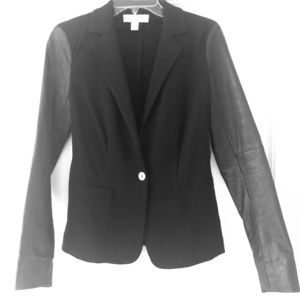 Michael Kors black blazer with leather sleeves